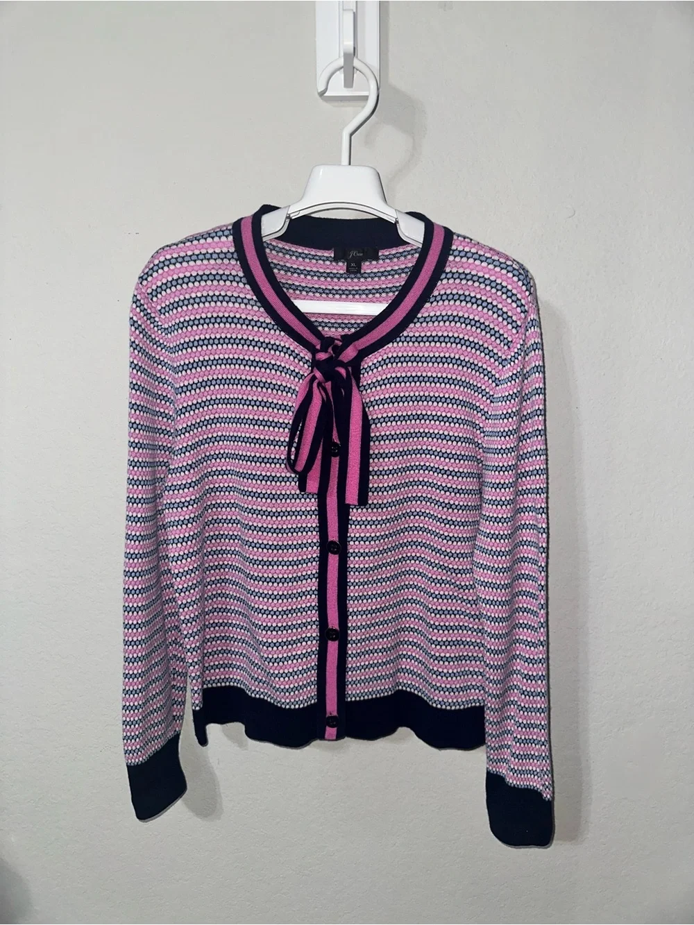J.Crew pink/blue cardigan Large - Picture 8 of 8